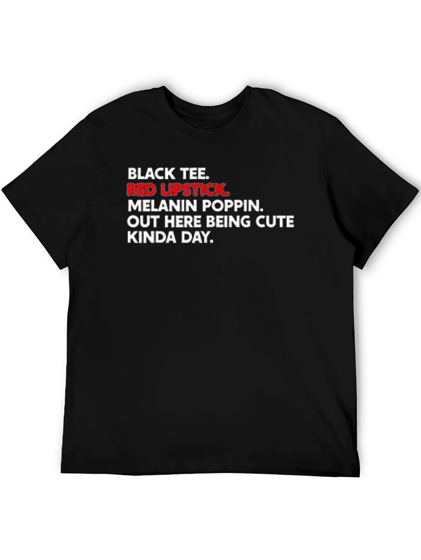 Black Tee with Red Lipstick Graphic