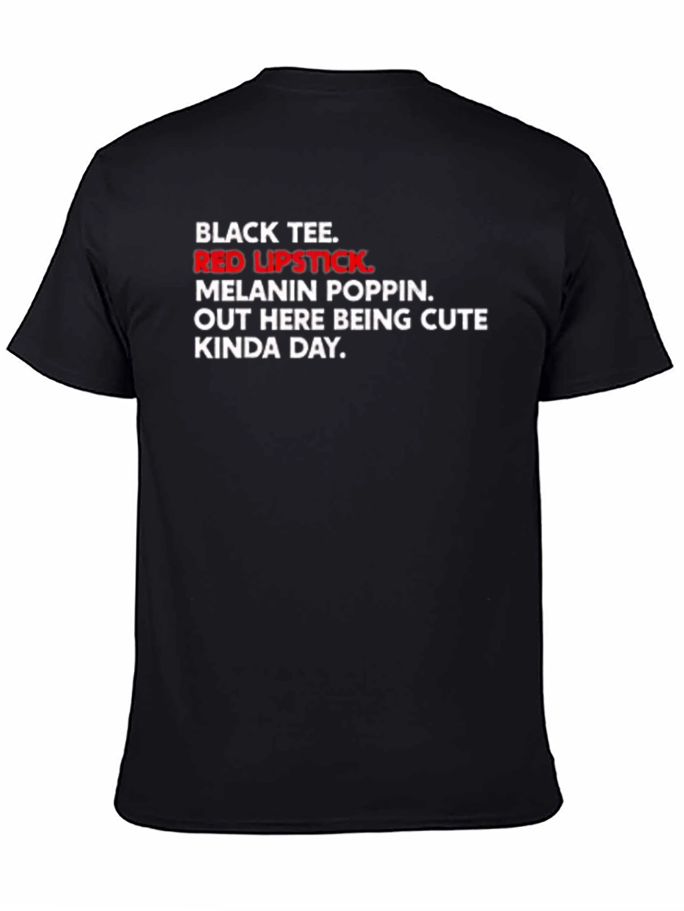 Black Tee with Red Lipstick Graphic