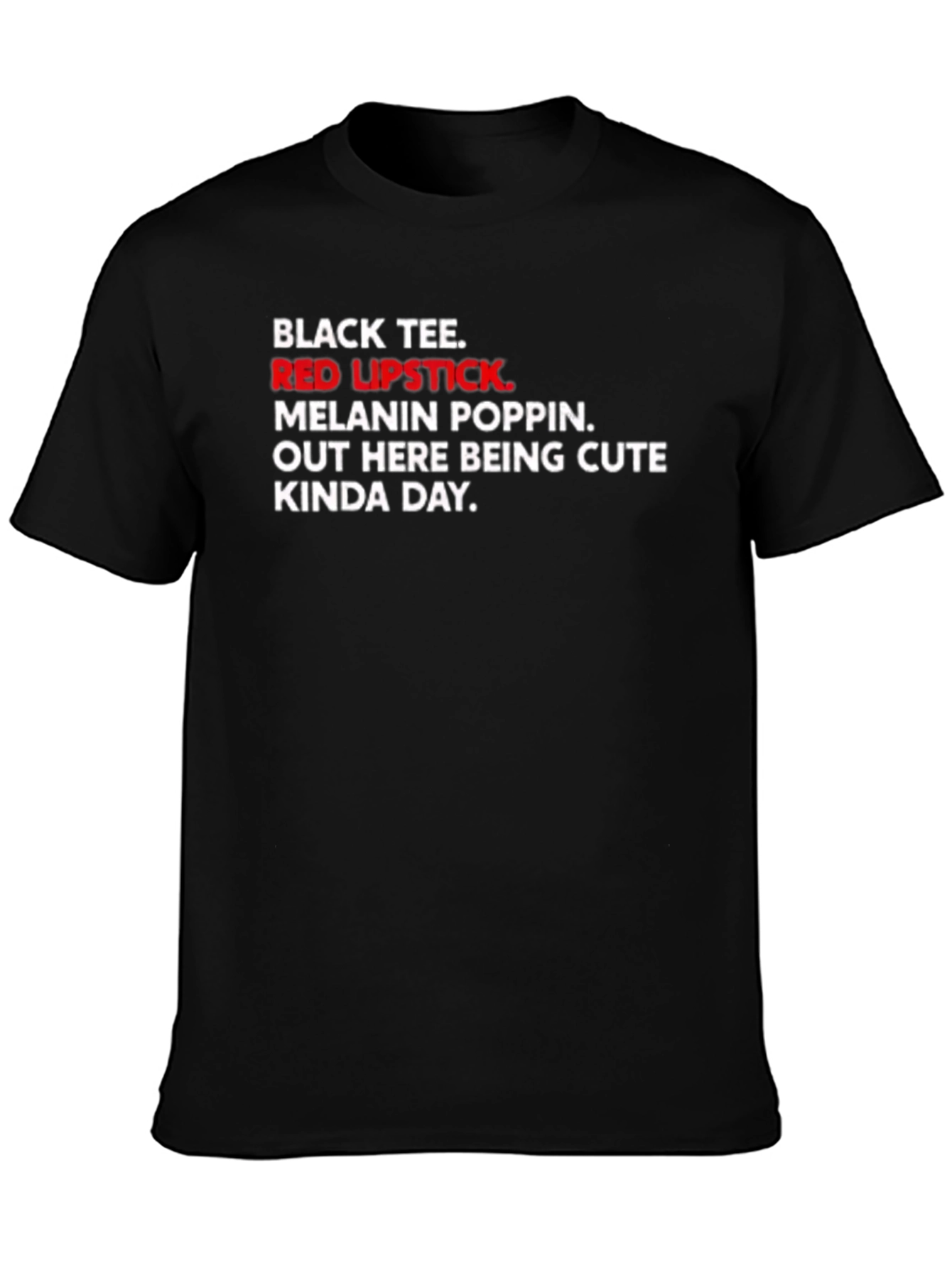 Black Tee with Red Lipstick Graphic