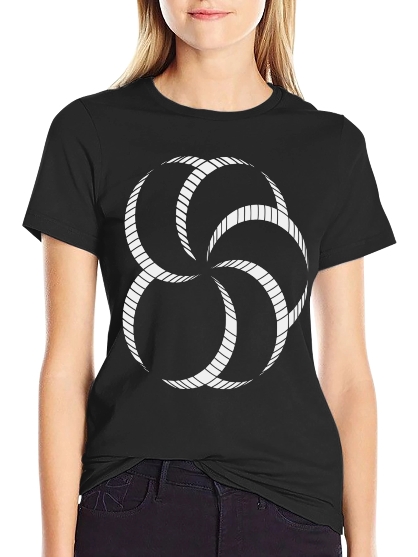 Abstract Geometric Design Black T-Shirt