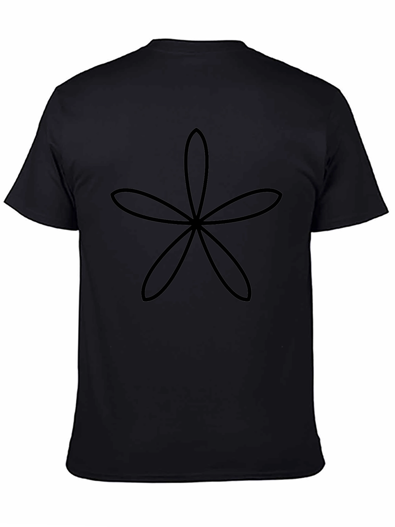 Minimalist Floral Graphic Tee - Black Cotton Blend