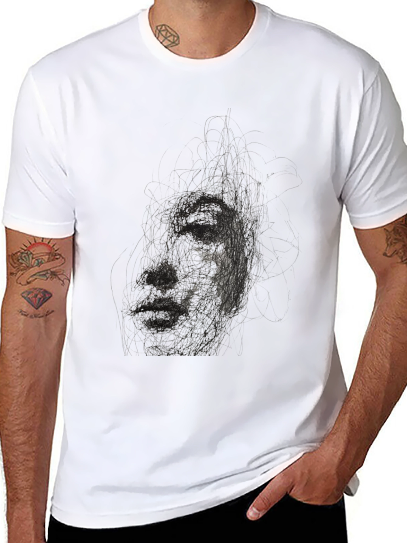 Abstract Face Black T-Shirt - Artistic Graphic Tee