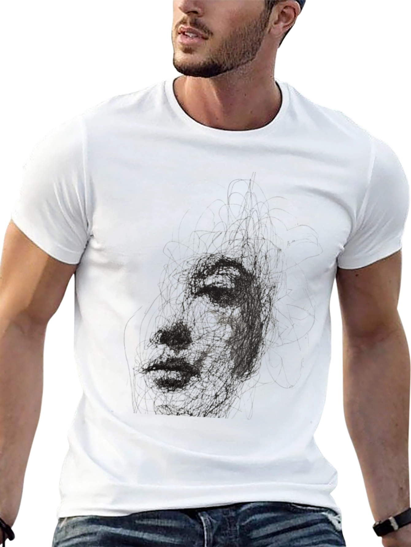 Abstract Face Black T-Shirt - Artistic Graphic Tee