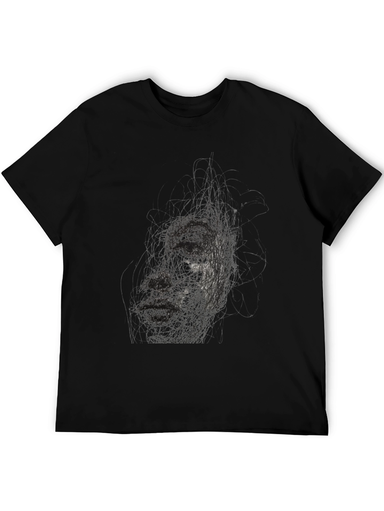 Abstract Face Black T-Shirt - Artistic Graphic Tee
