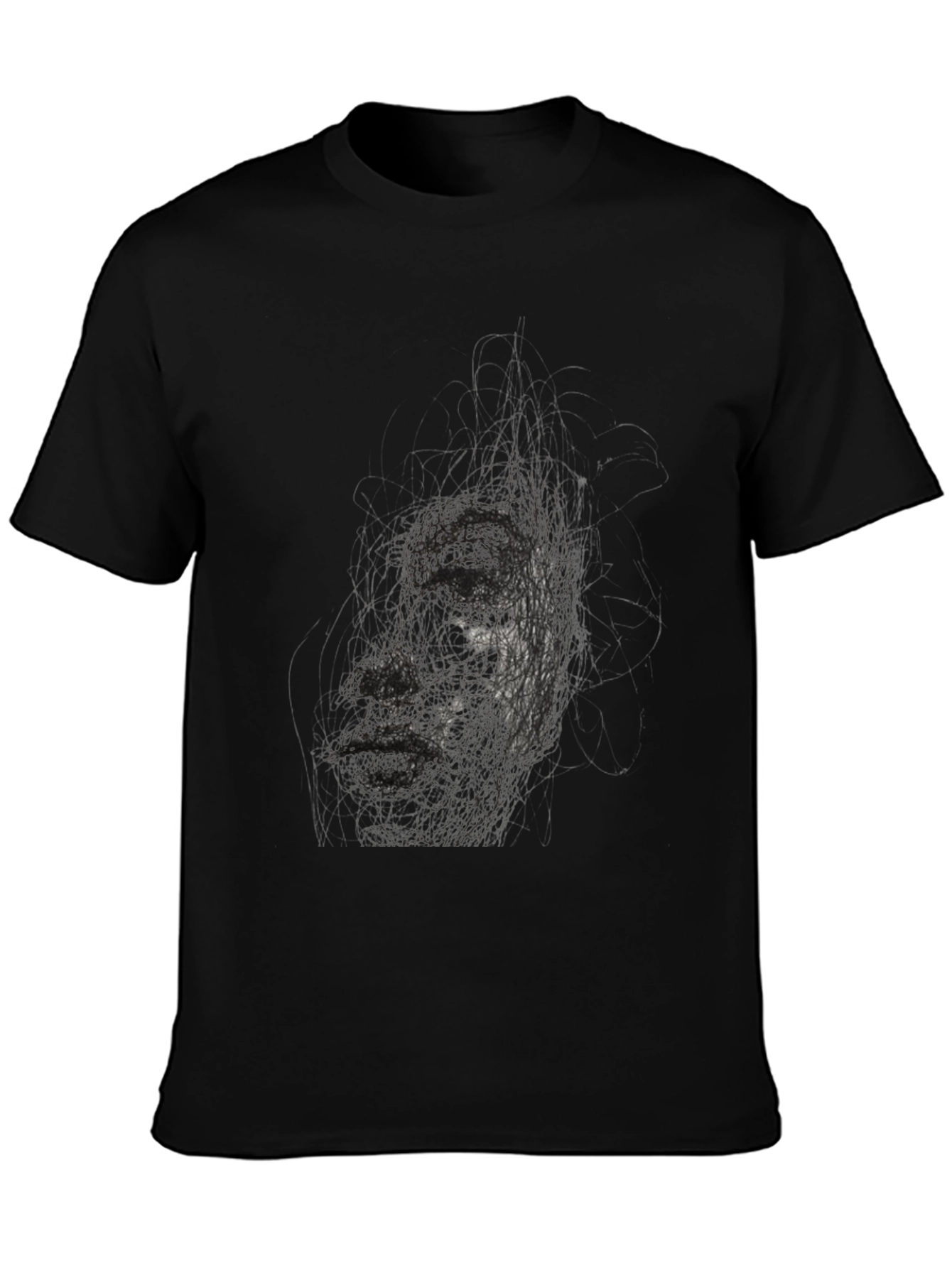 Abstract Face Black T-Shirt - Artistic Graphic Tee