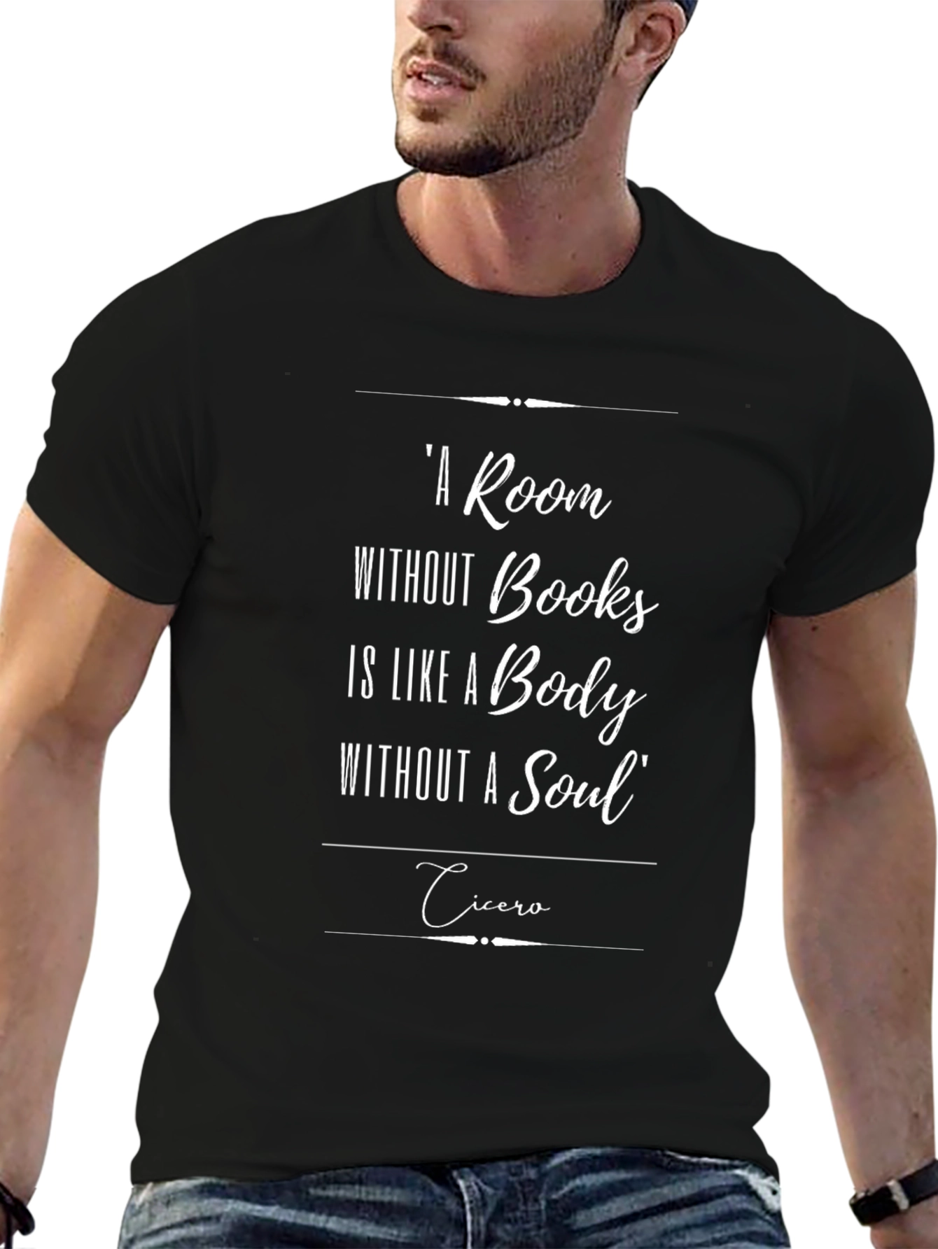 Book Lovers T-Shirt - A Room Without Books Cicero Quote