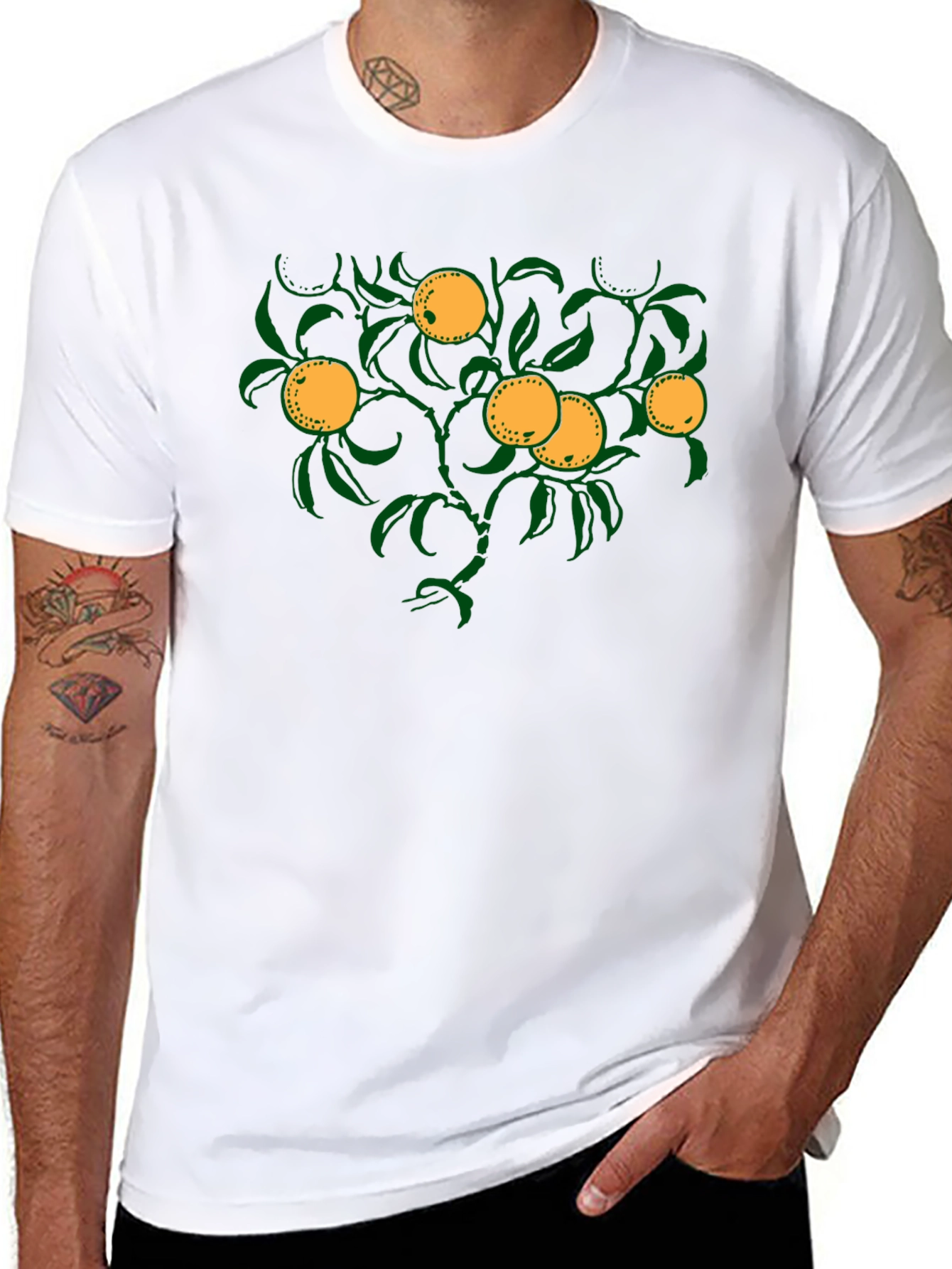 Citrus Tree Graphic Tee - Trendy Fruit Design