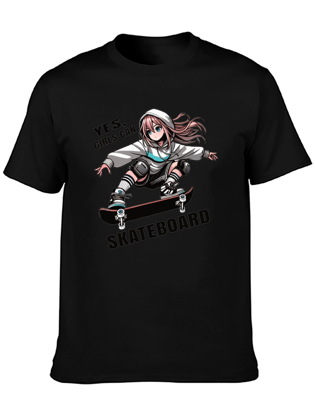 Anime Girl Skateboarder Graphic T-Shirt