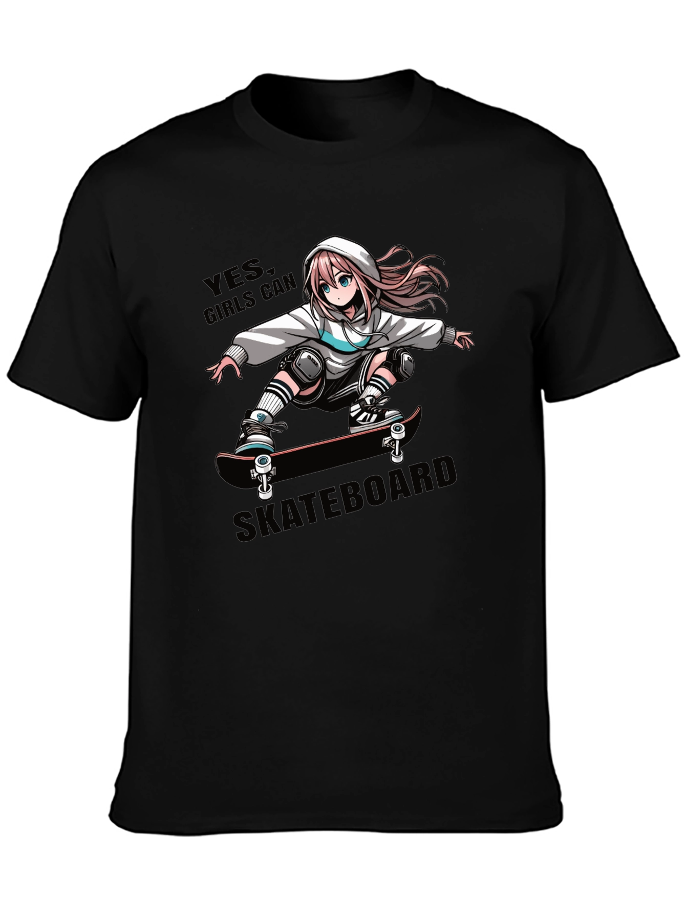 Anime Girl Skateboarder Graphic T-Shirt