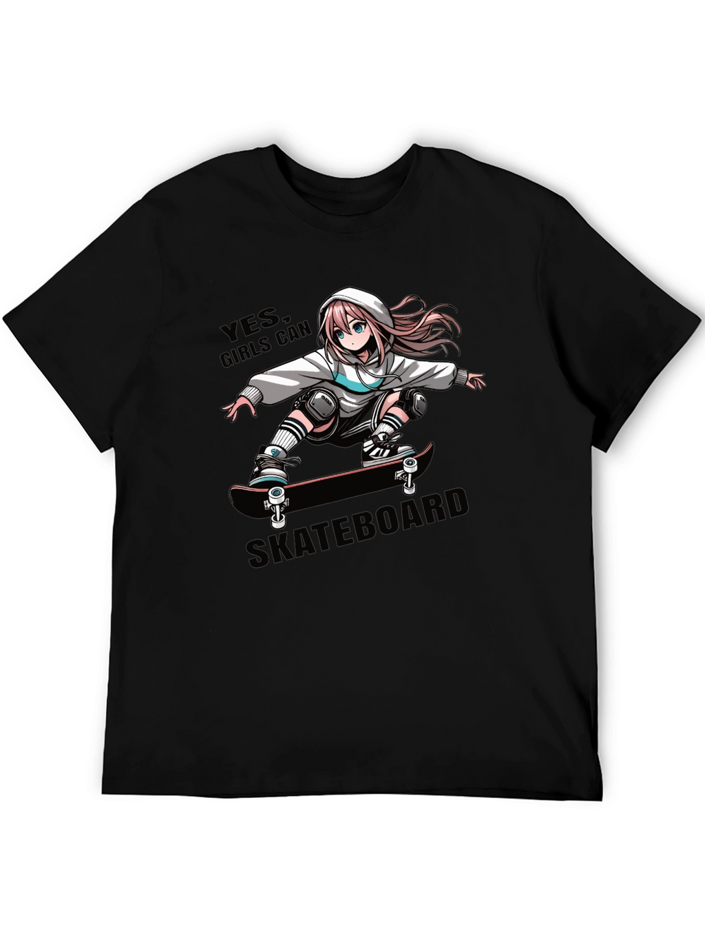 Anime Girl Skateboarder Graphic T-Shirt