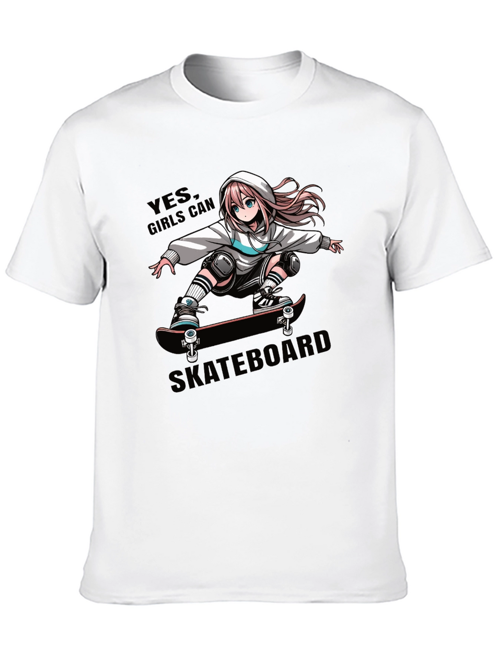 Anime Girl Skateboarder Graphic T-Shirt