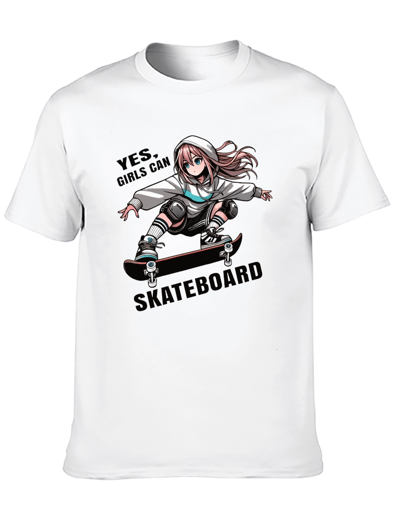 Anime Girl Skateboarder Graphic T-Shirt