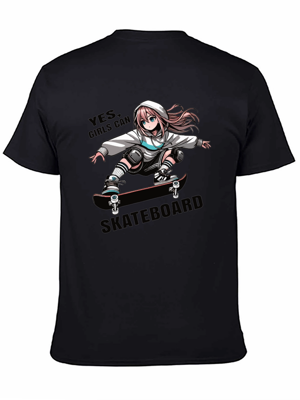 Anime Girl Skateboarder Graphic T-Shirt