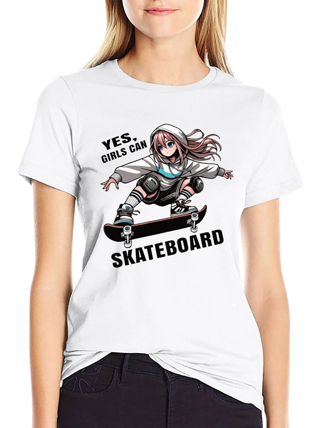 Anime Girl Skateboarder Graphic T-Shirt