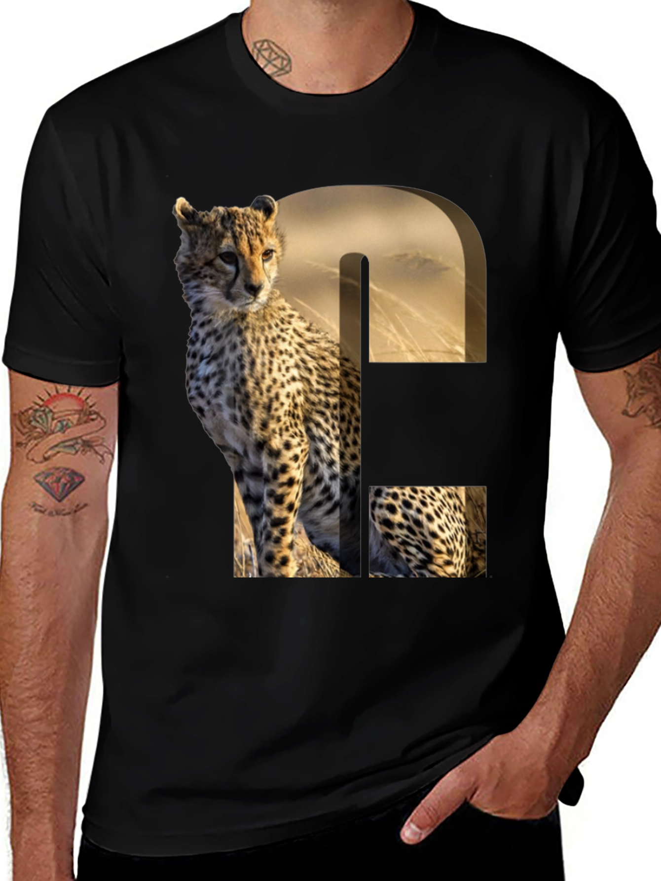 Cheetah Print Graphic Tee - Unique Animal Design