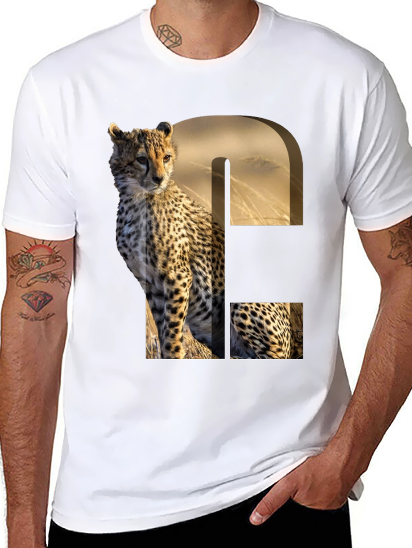 Cheetah Print Graphic Tee - Unique Animal Design