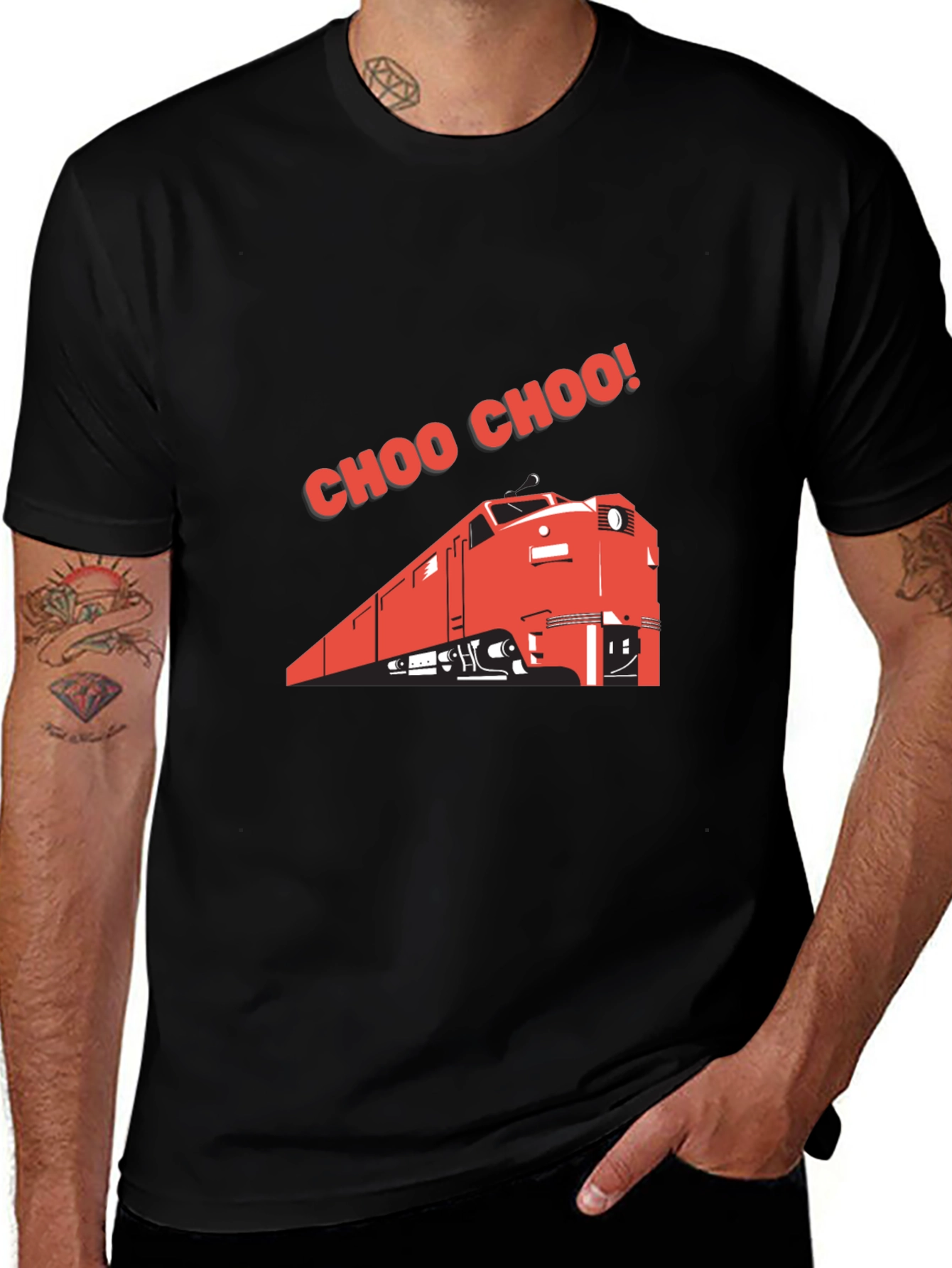 Choo Choo Train Graphic Tee - Black Cotton T-Shirt