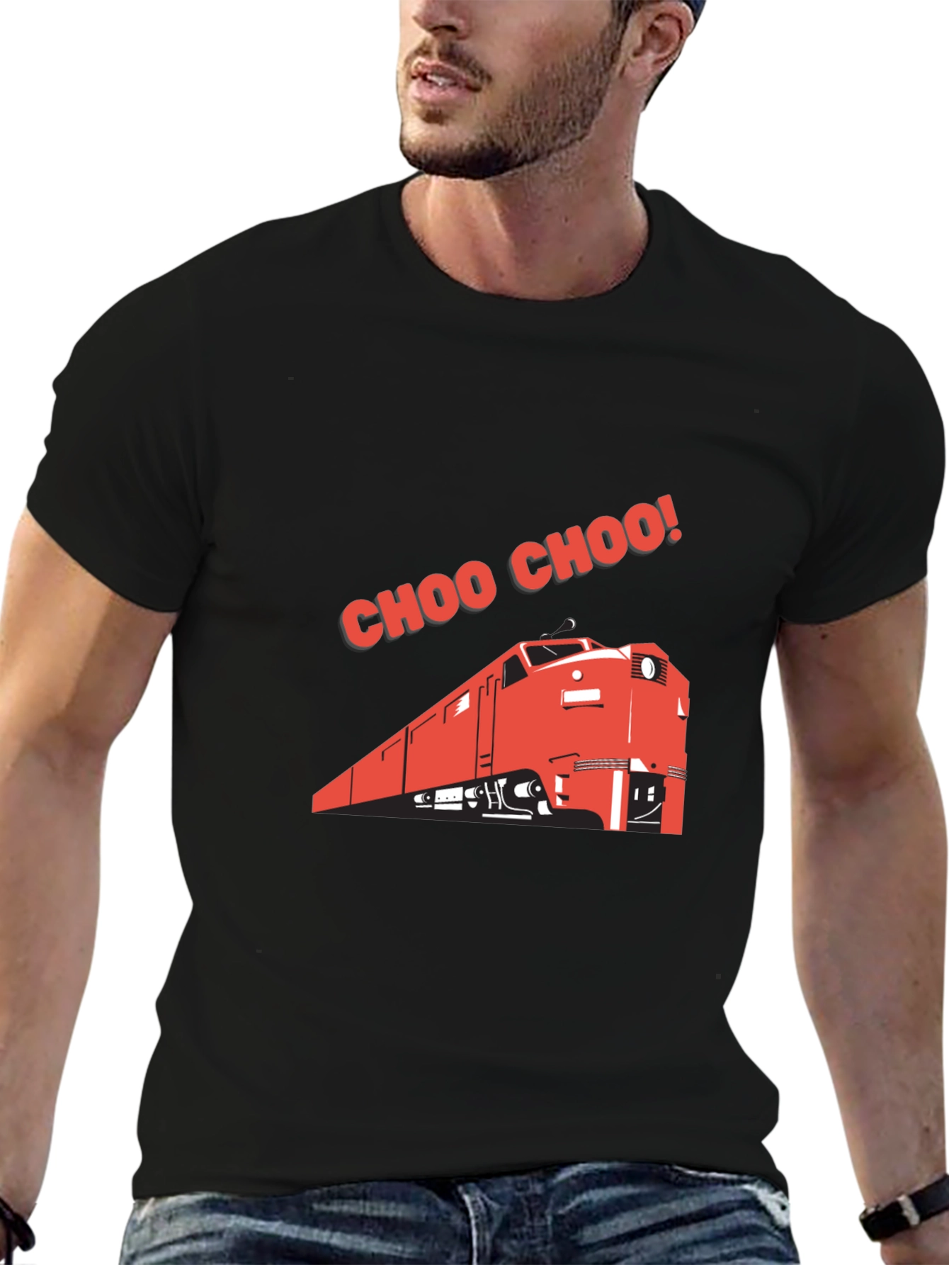 Choo Choo Train Graphic Tee - Black Cotton T-Shirt