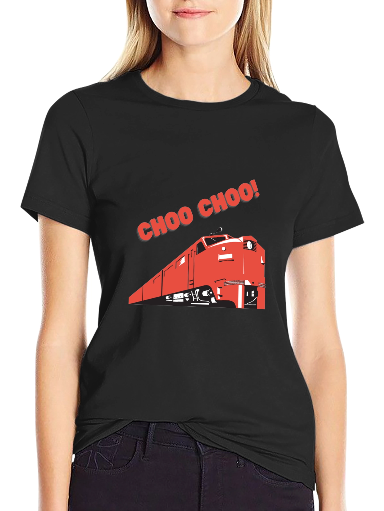 Choo Choo Train Graphic Tee - Black Cotton T-Shirt