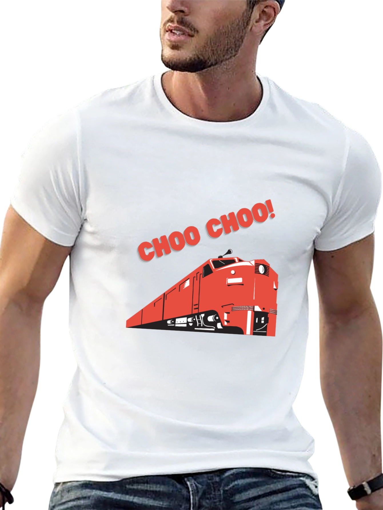 Choo Choo Train Graphic Tee - Black Cotton T-Shirt
