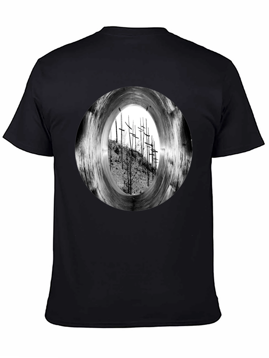 Black T-Shirt with Crosses Graphic
