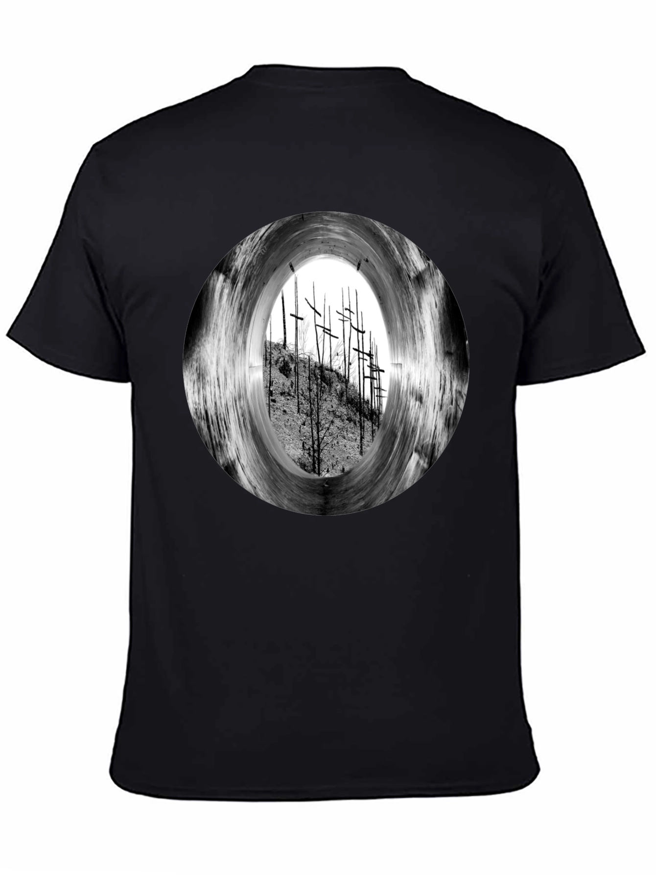 Black T-Shirt with Crosses Graphic