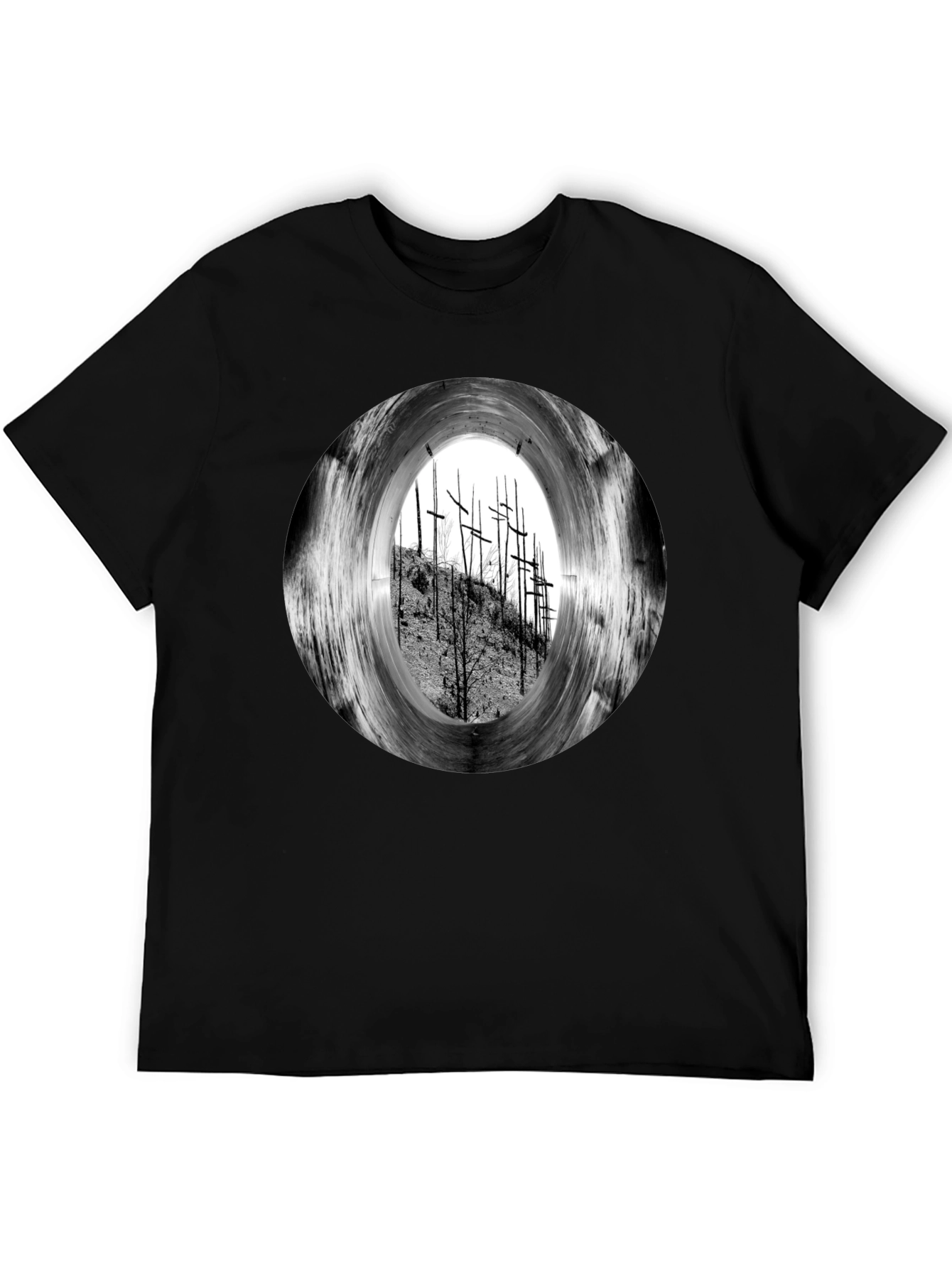Black T-Shirt with Crosses Graphic