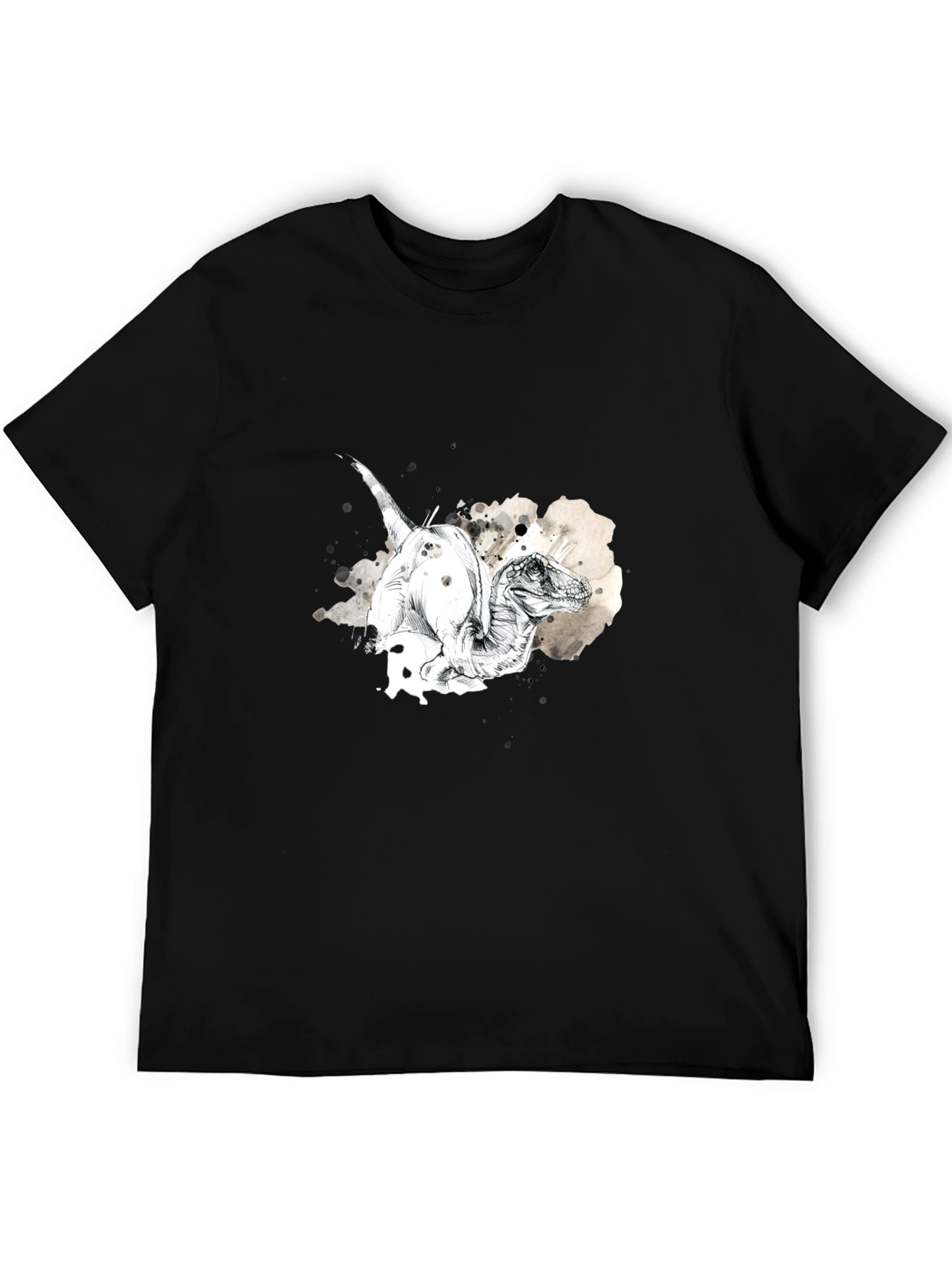 Dino Sketch Mens Black T-Shirt