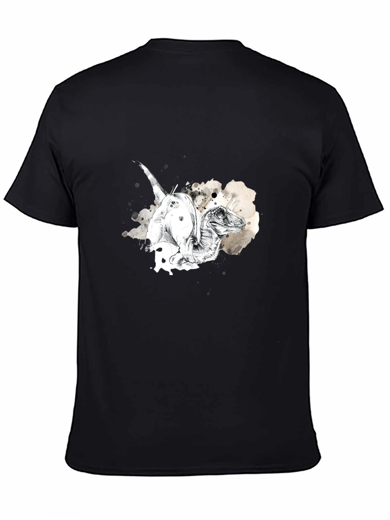 Dino Sketch Mens Black T-Shirt