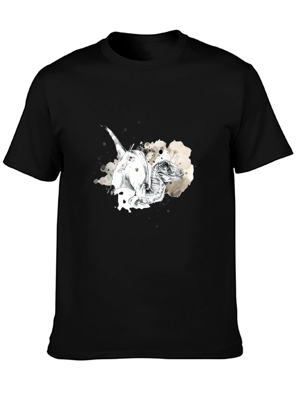 Dino Sketch Mens Black T-Shirt