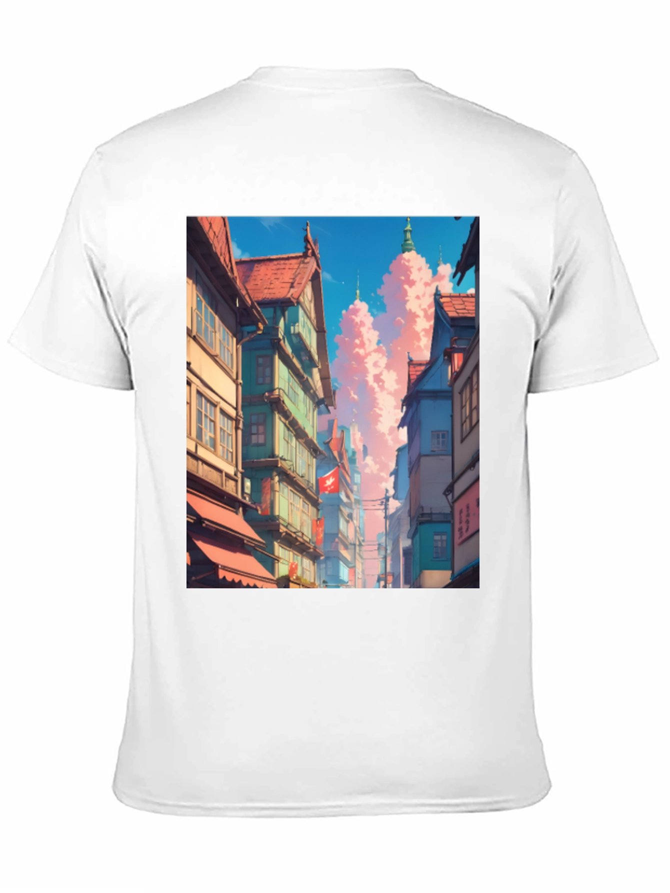 Anime Cityscape Black T-Shirt