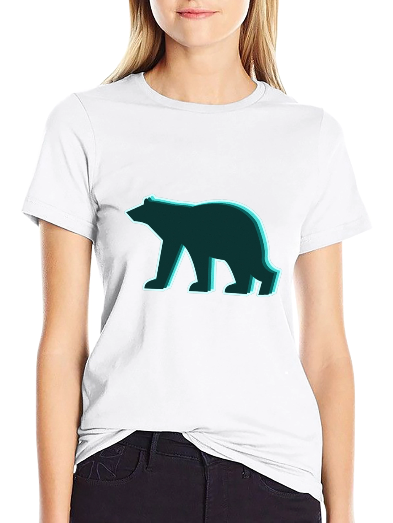 Geometric Bear Graphic Tee - Modern Minimalist Style