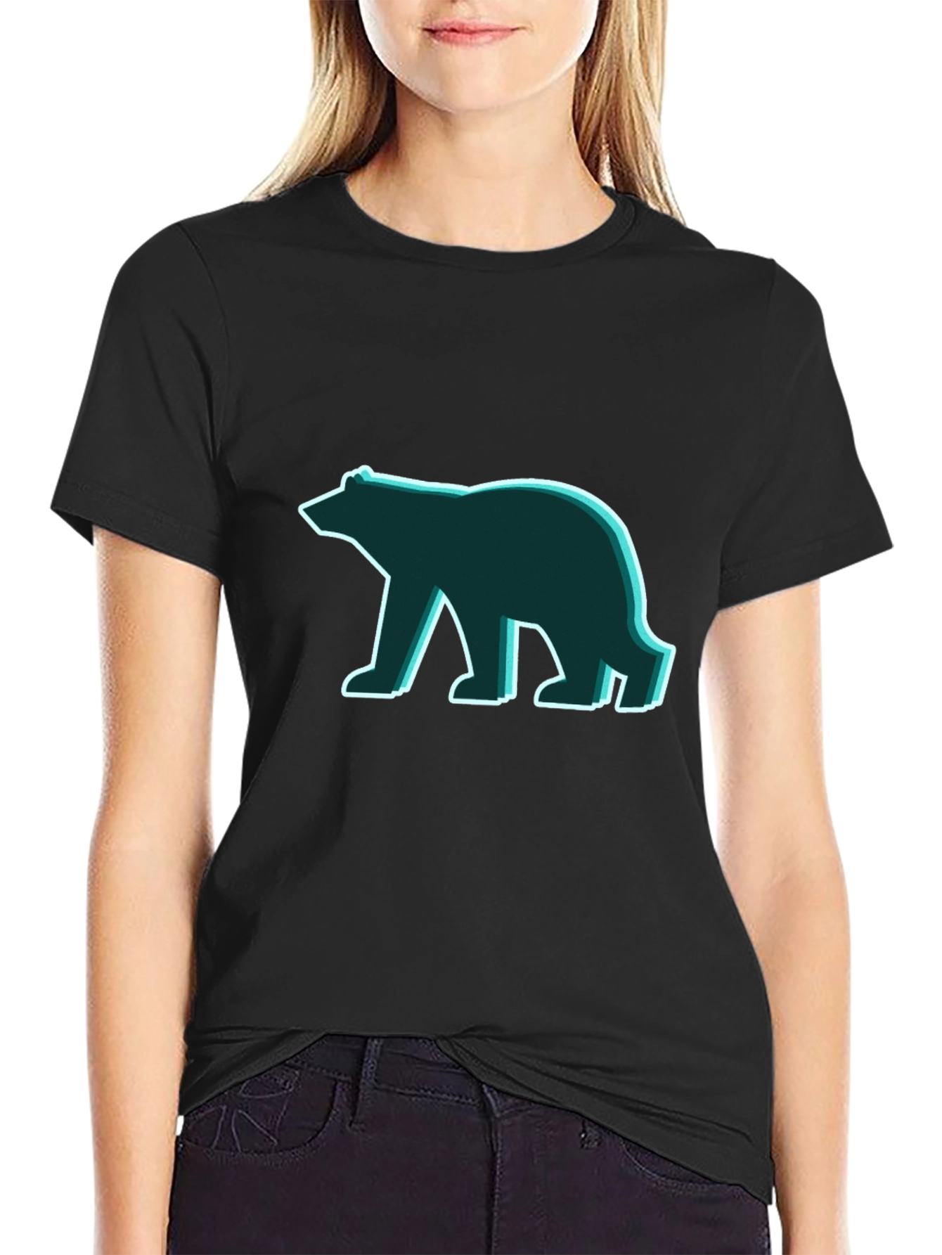 Geometric Bear Graphic Tee - Modern Minimalist Style