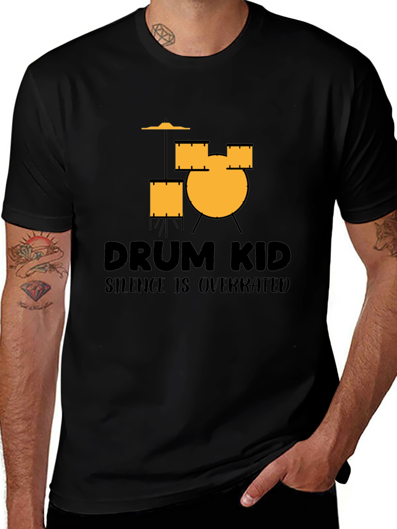 Drum Kid Silence Is Overrated Black T-Shirt
