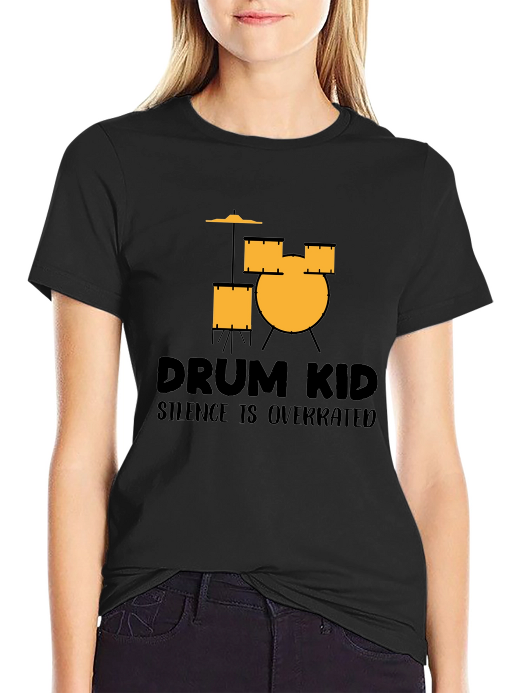 Drum Kid Silence Is Overrated Black T-Shirt