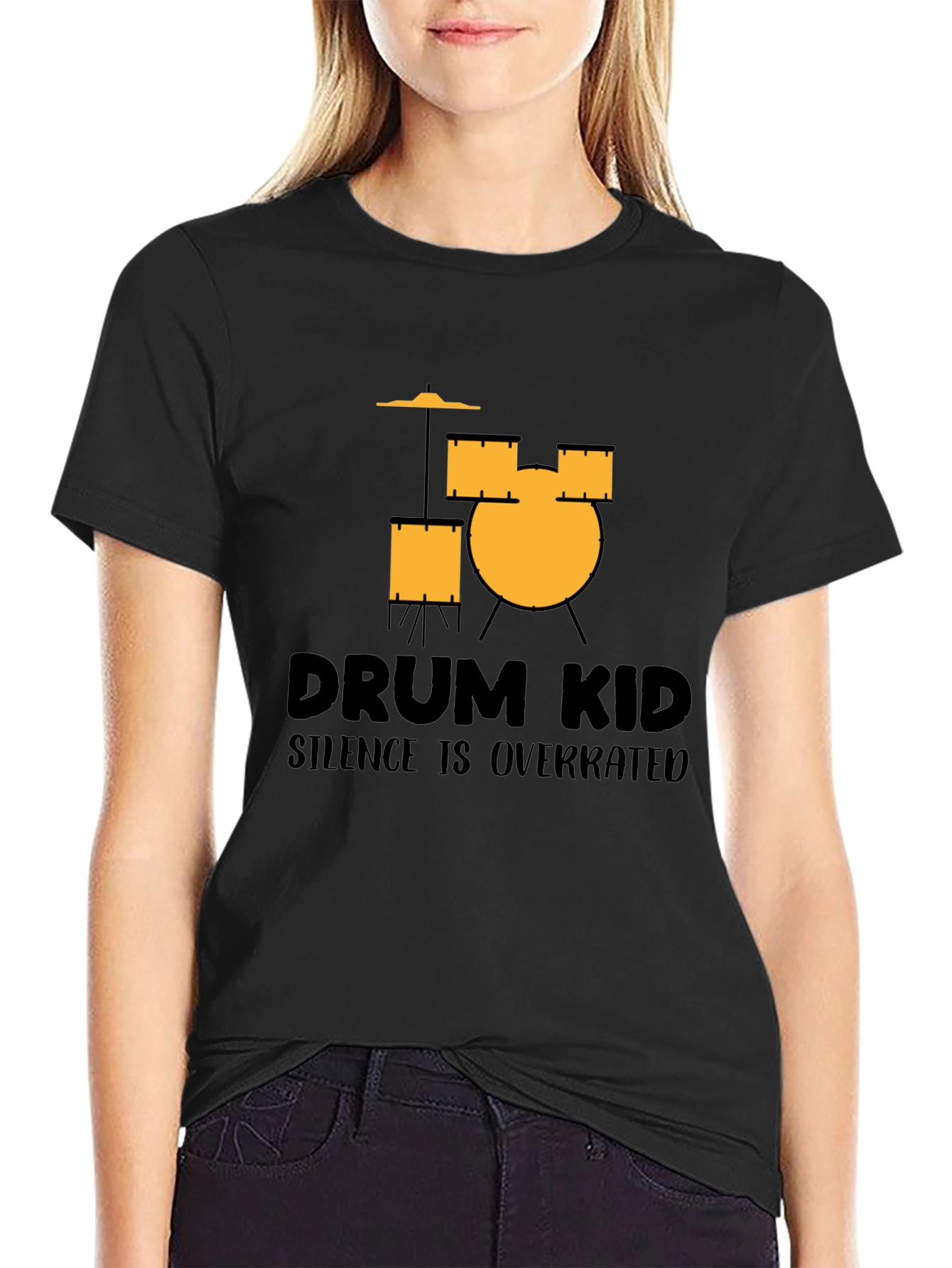 Drum Kid Silence Is Overrated Black T-Shirt