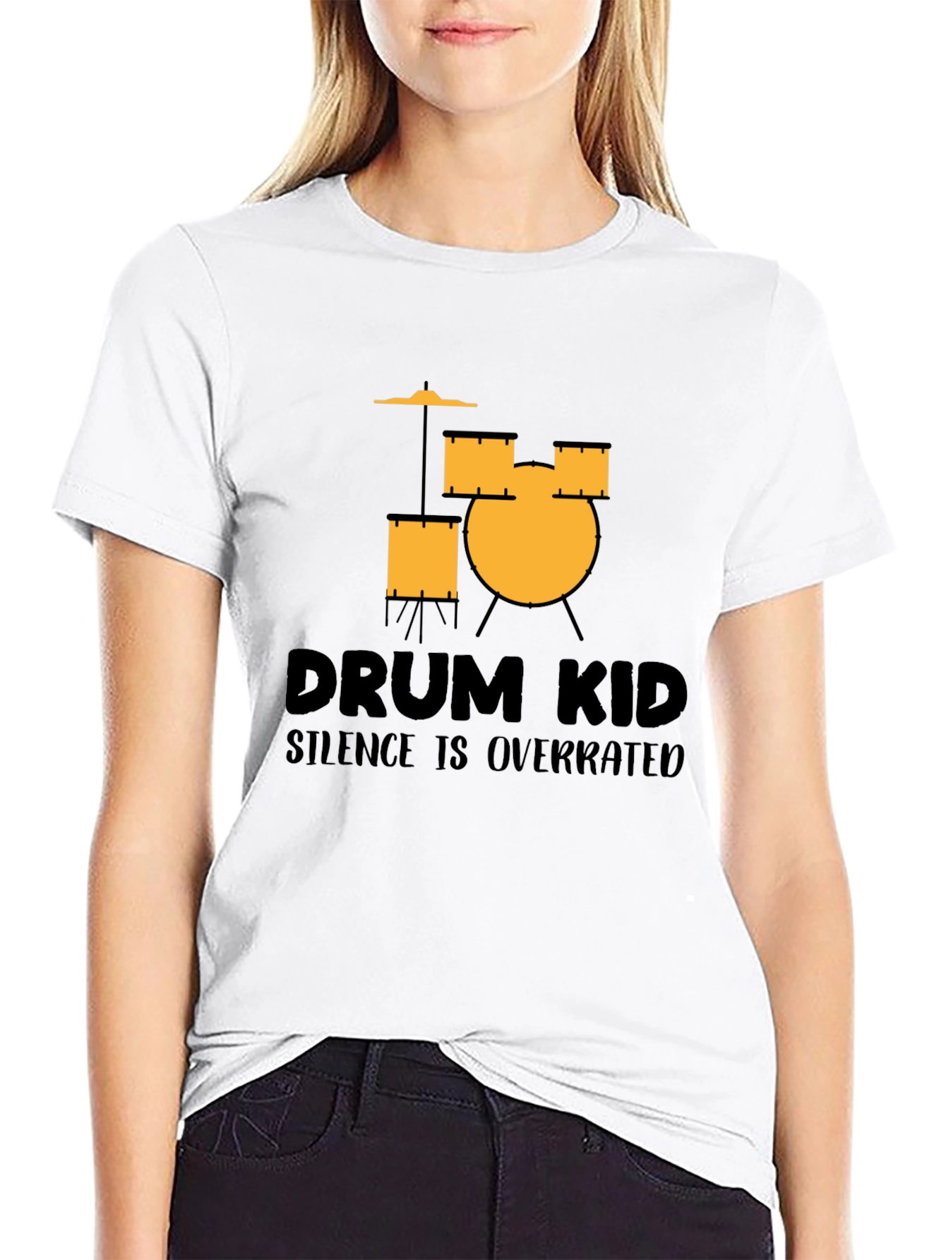 Drum Kid Silence Is Overrated Black T-Shirt