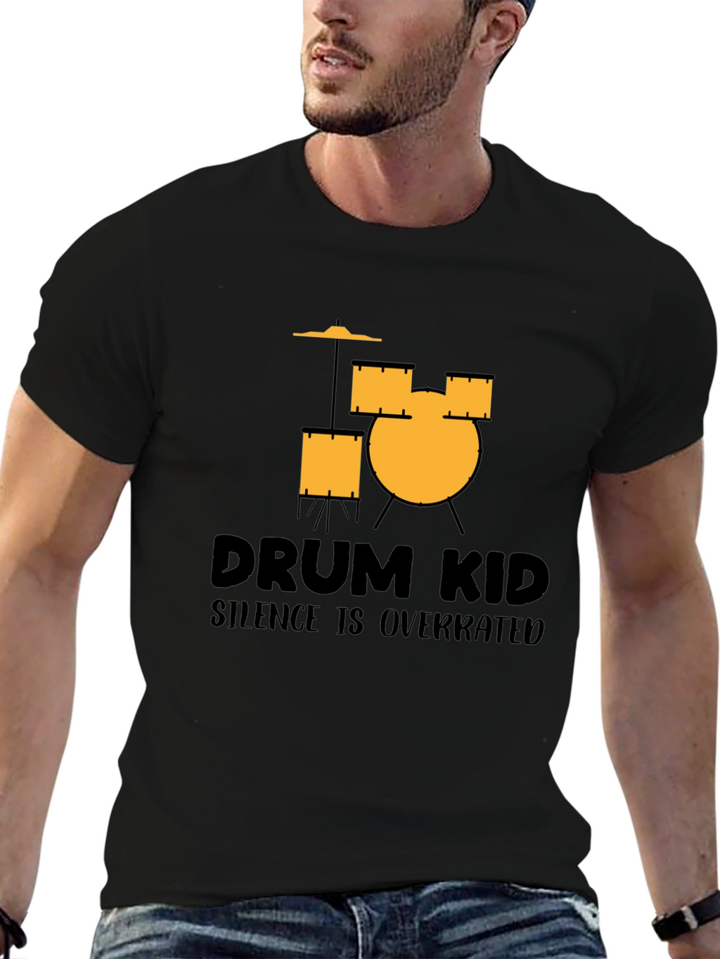 Drum Kid Silence Is Overrated Black T-Shirt