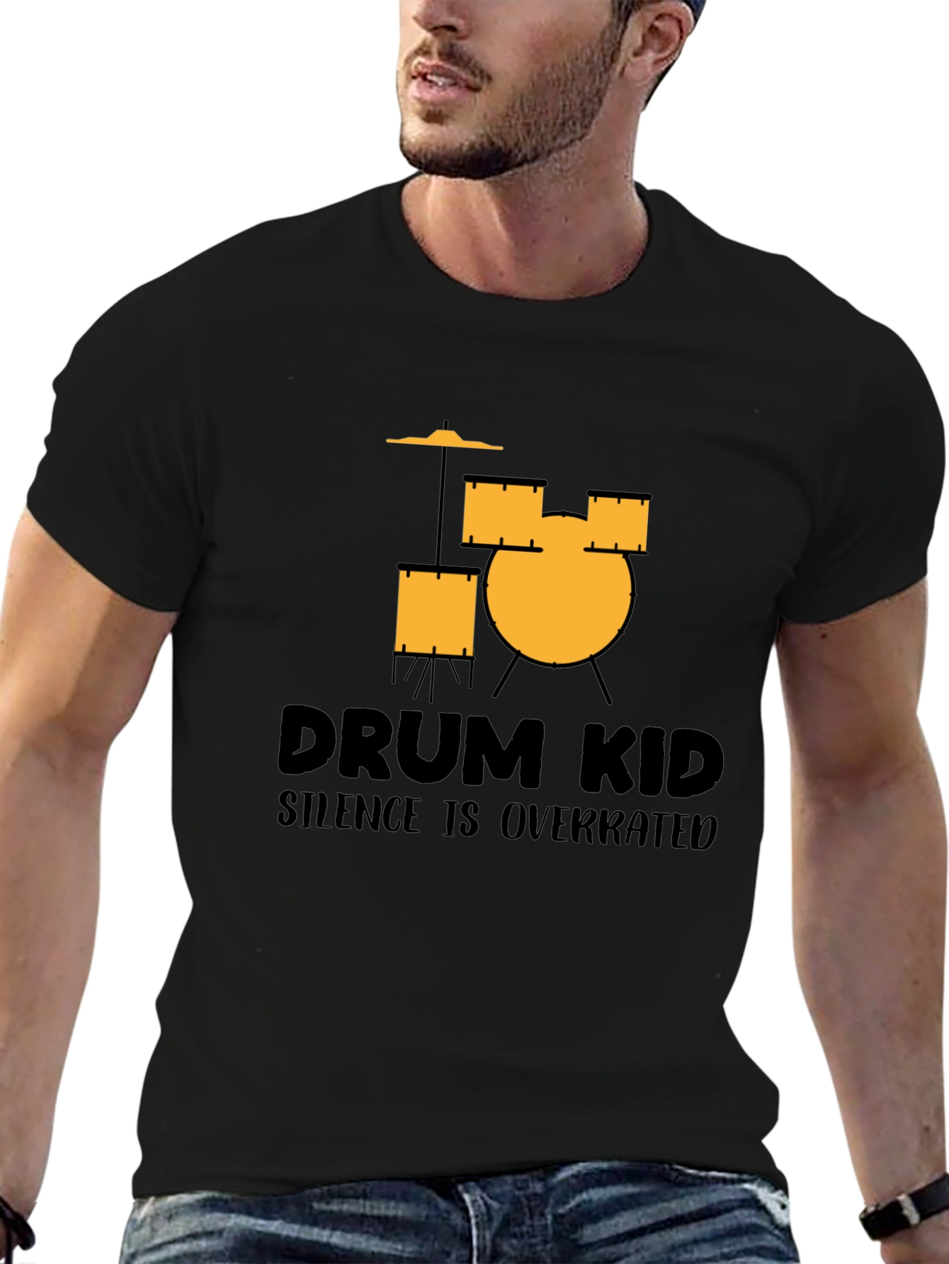 Drum Kid Silence Is Overrated Black T-Shirt