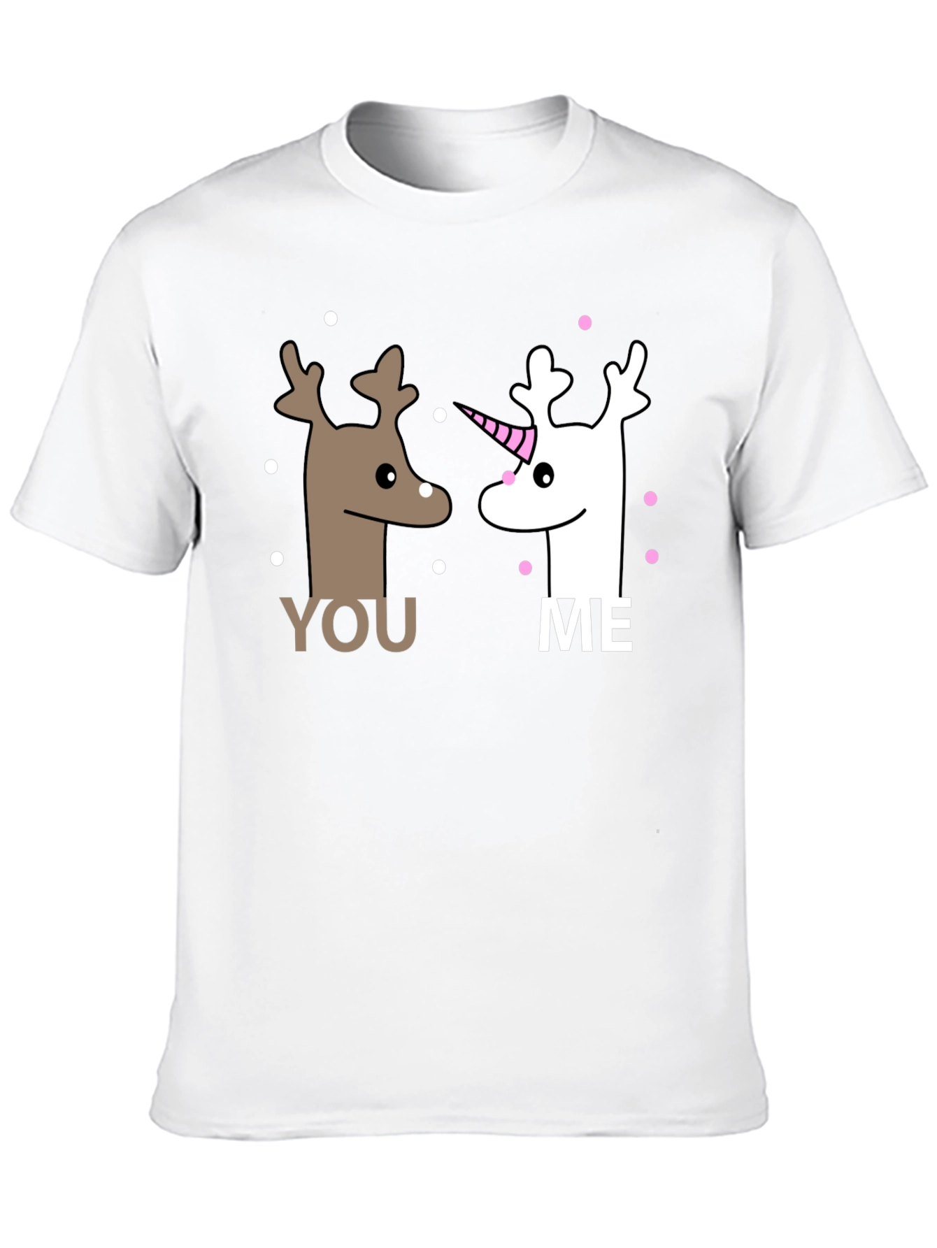 Cute You and Me Reindeer & Unicorn Graphic T-Shirt