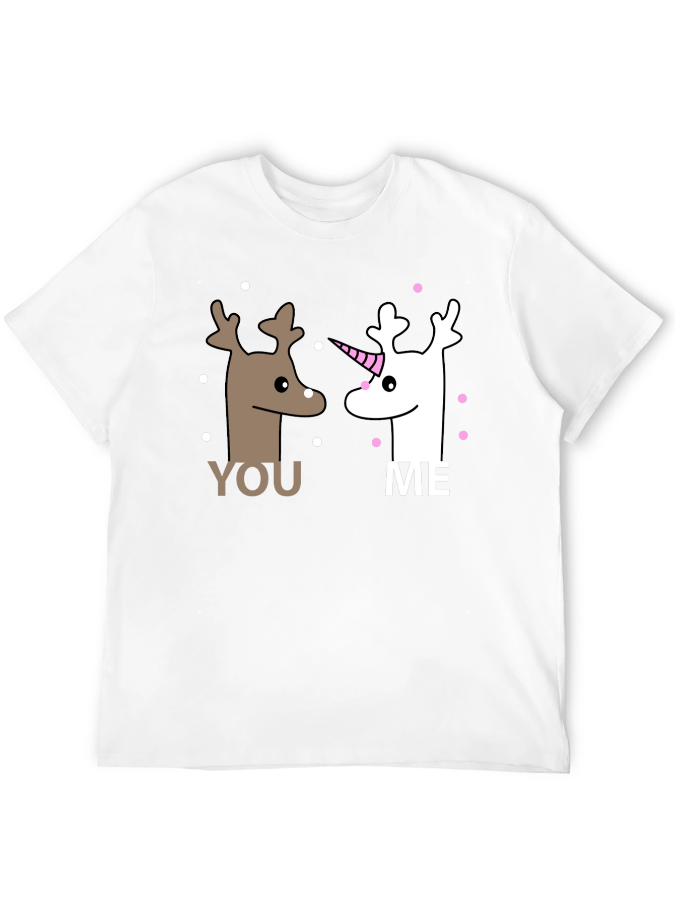 Cute You and Me Reindeer & Unicorn Graphic T-Shirt