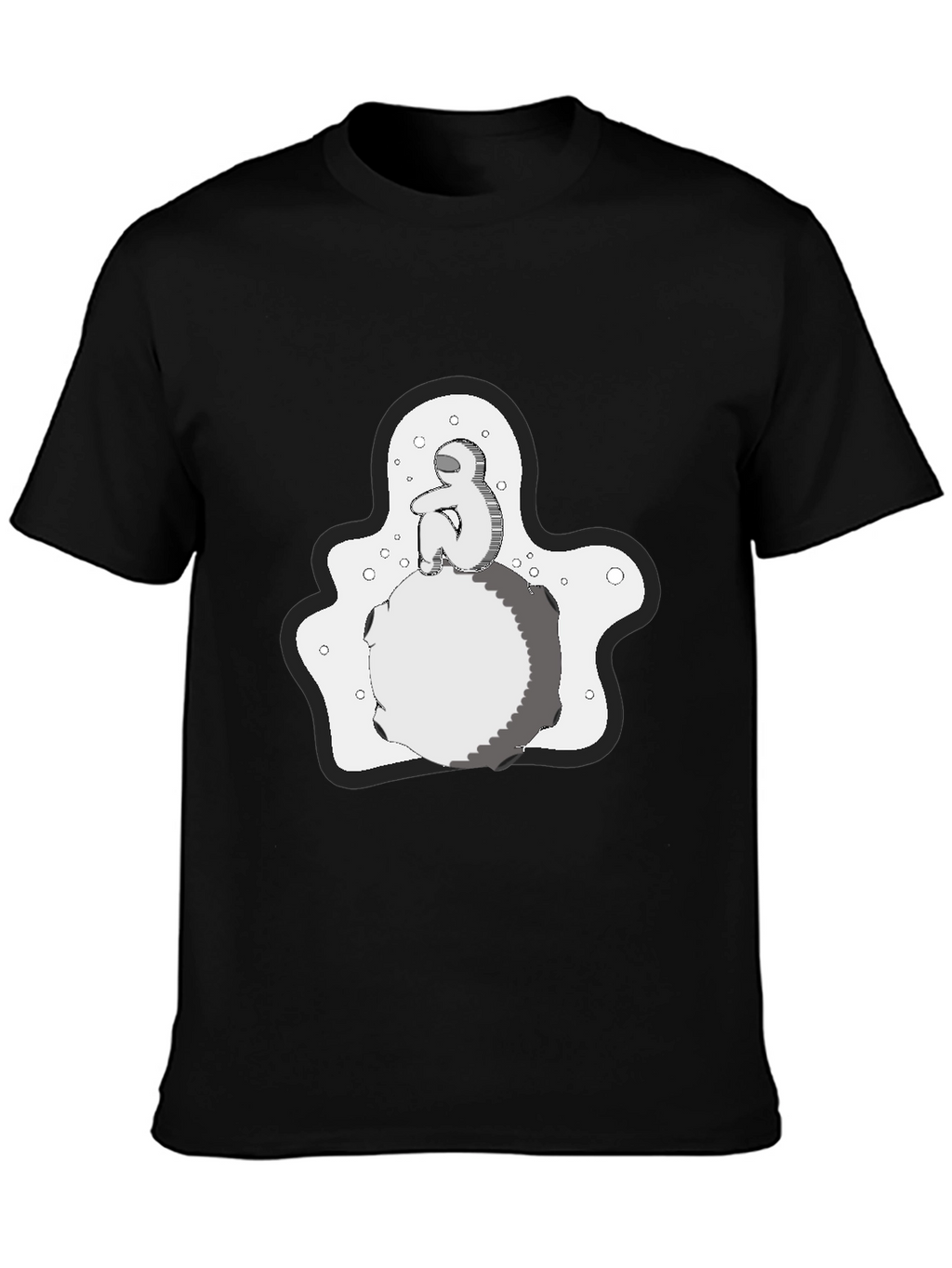 Contemplative Graphic Print T-Shirt - Black