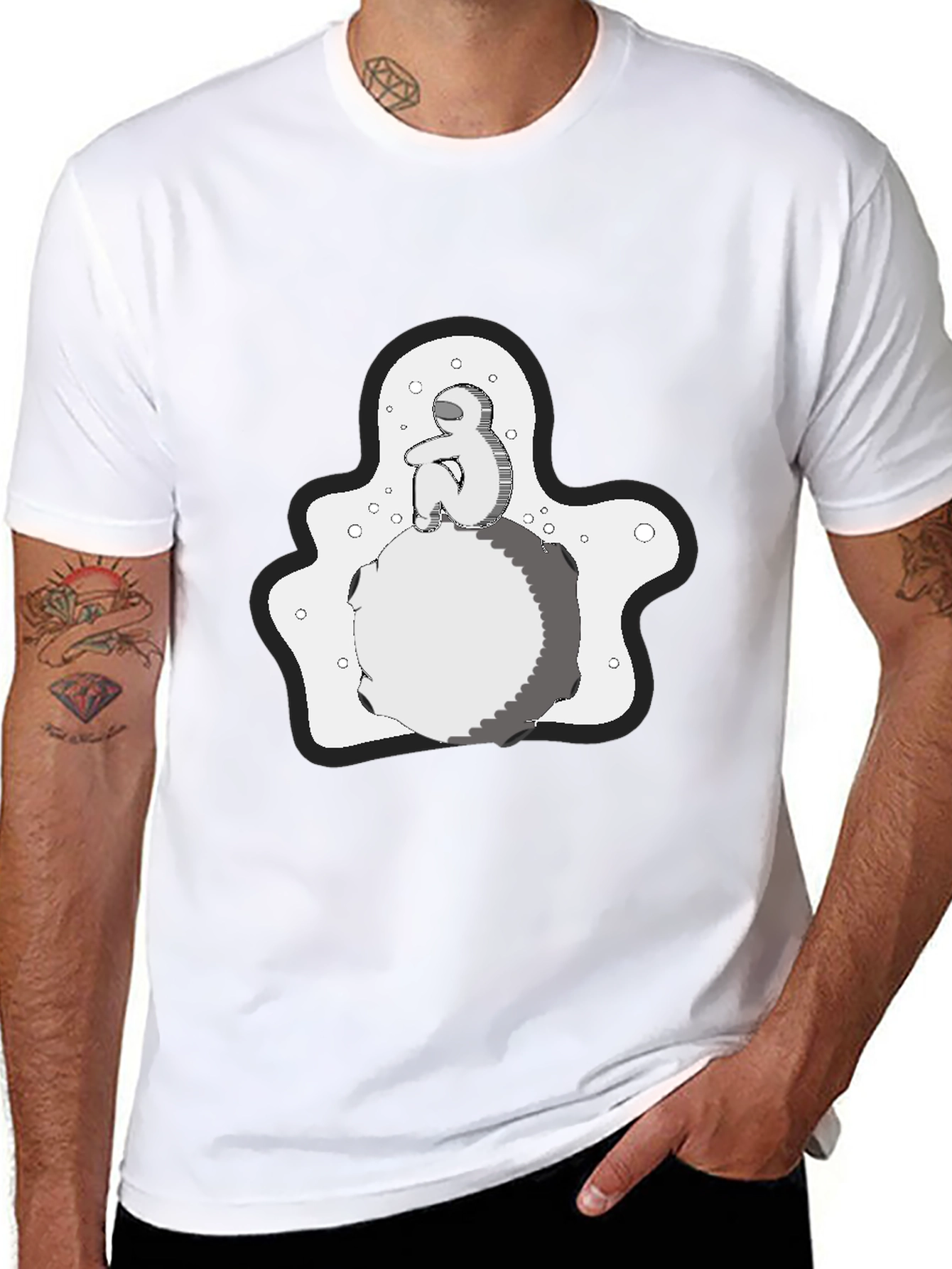 Contemplative Graphic Print T-Shirt - Black