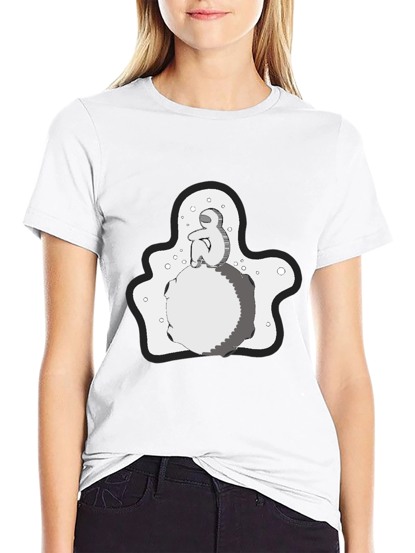Contemplative Graphic Print T-Shirt - Black