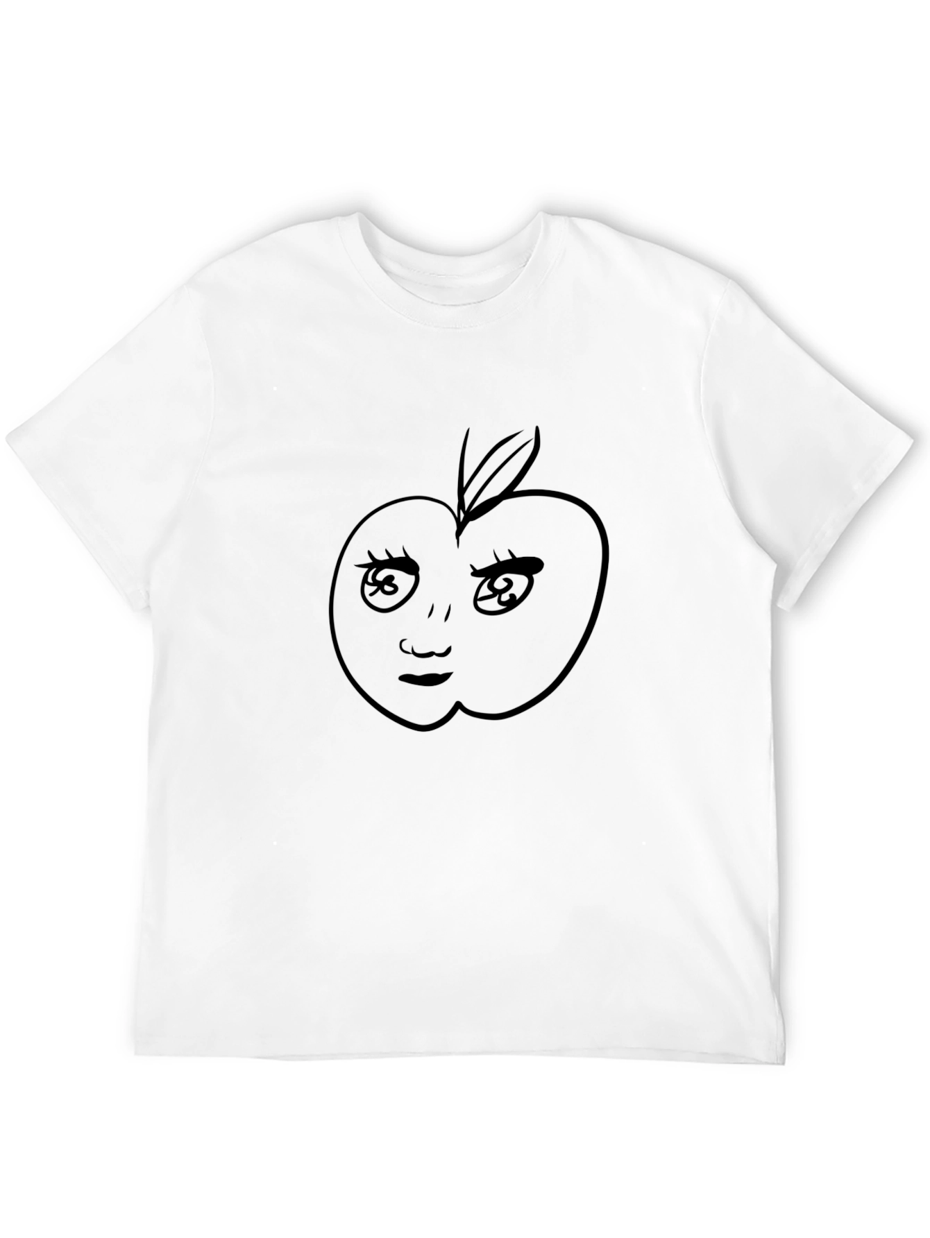 Funny Apple Face Black T-Shirt - Unique Design