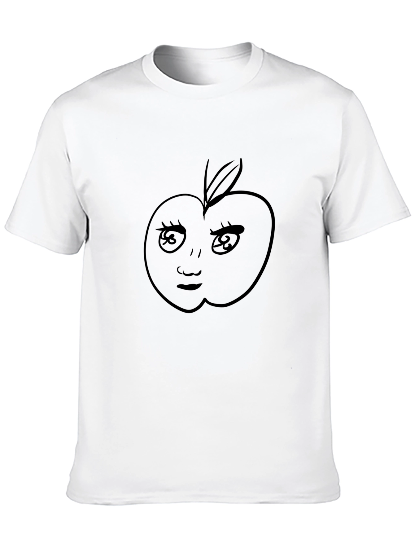 Funny Apple Face Black T-Shirt - Unique Design