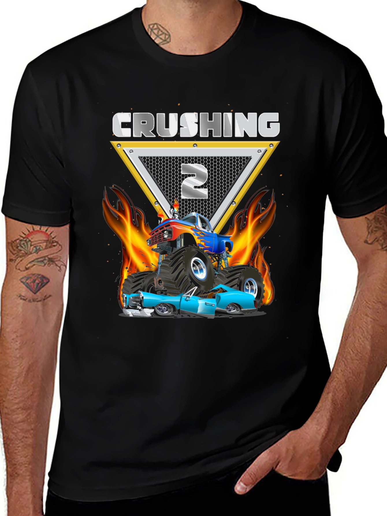 Crushing Two Monster Truck Birthday Shirt