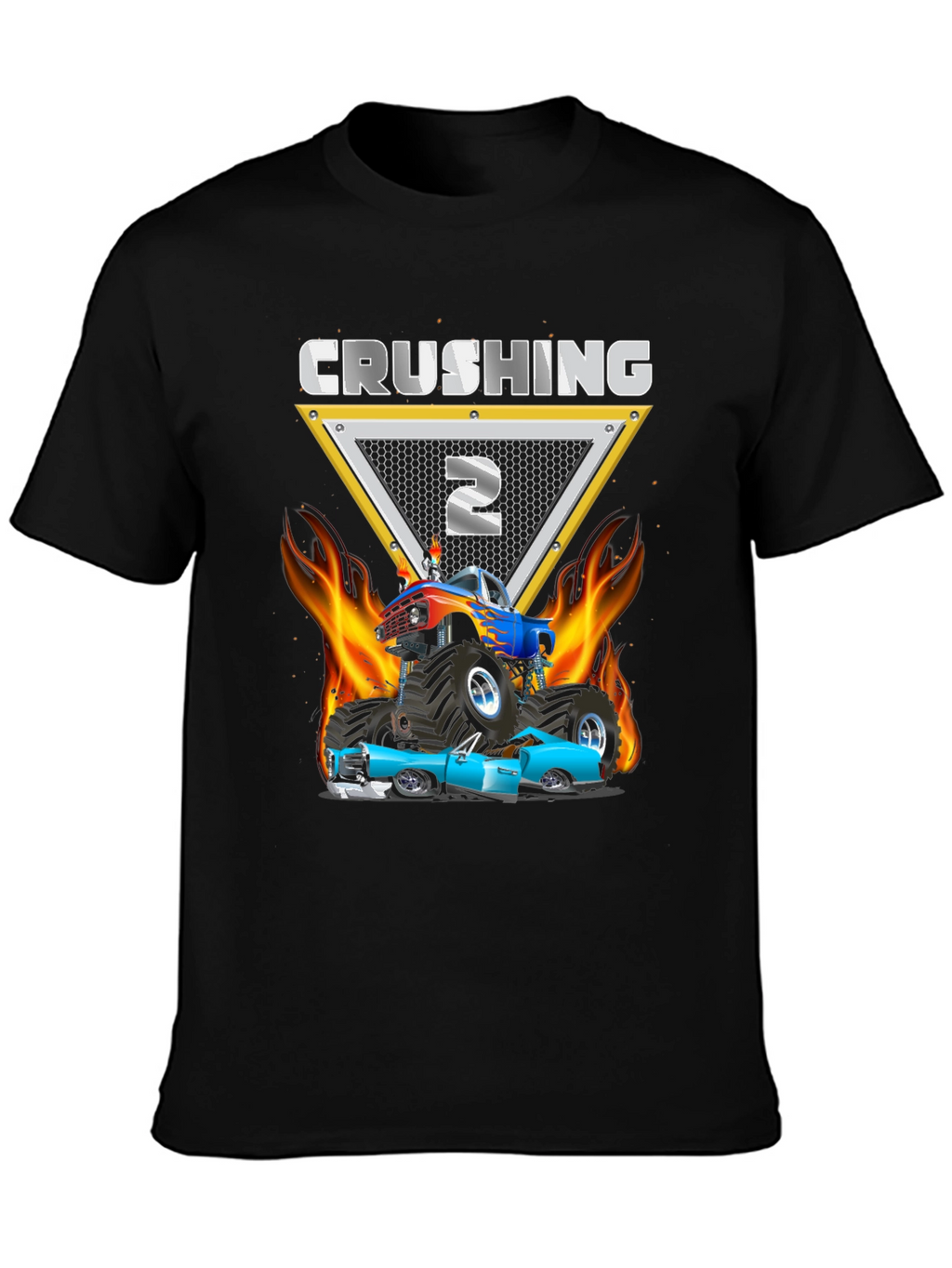 Crushing Two Monster Truck Birthday Shirt