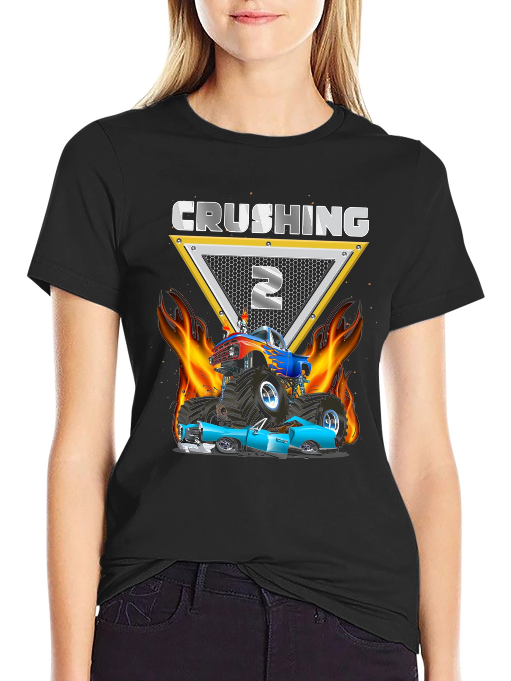 Crushing Two Monster Truck Birthday Shirt