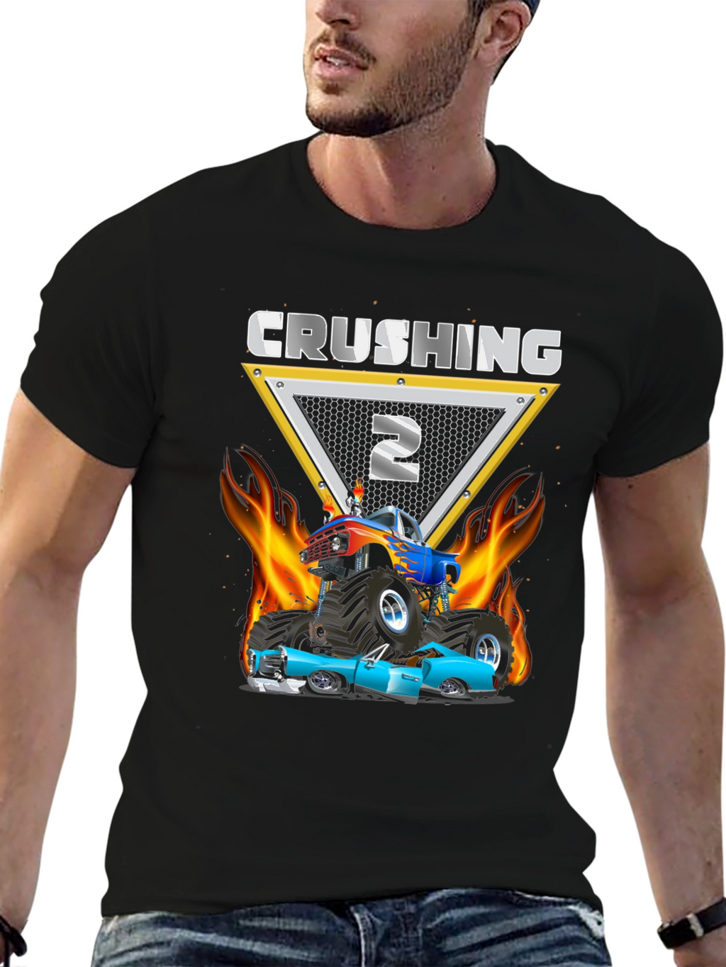 Crushing Two Monster Truck Birthday Shirt